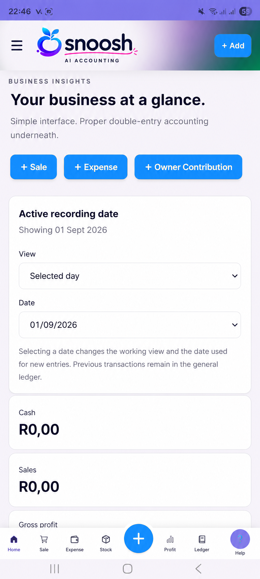 Snoosh accounting dashboard
